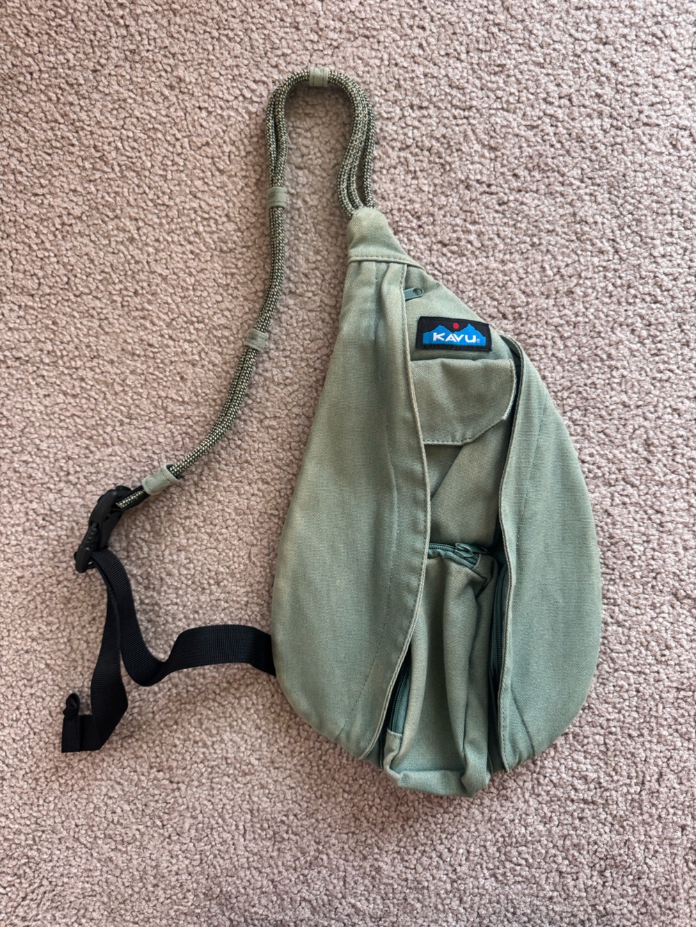 Kavu Olive Green Sling Pack with Adjustable Rope Strap